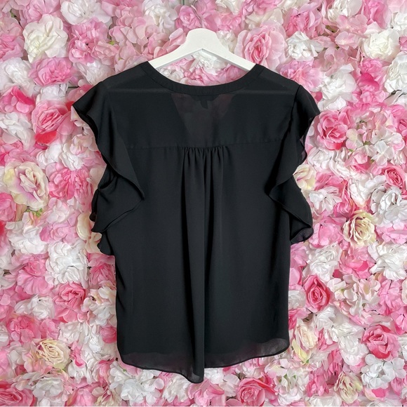 Banana Republic Ruffle Flutter Sleeve Top Sz M - Picture 3 of 4